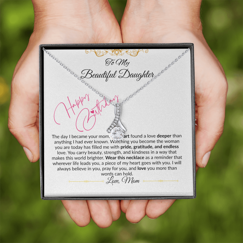 To My Beautiful Daughter Necklace From Mom I Birthday Gift for Daughter