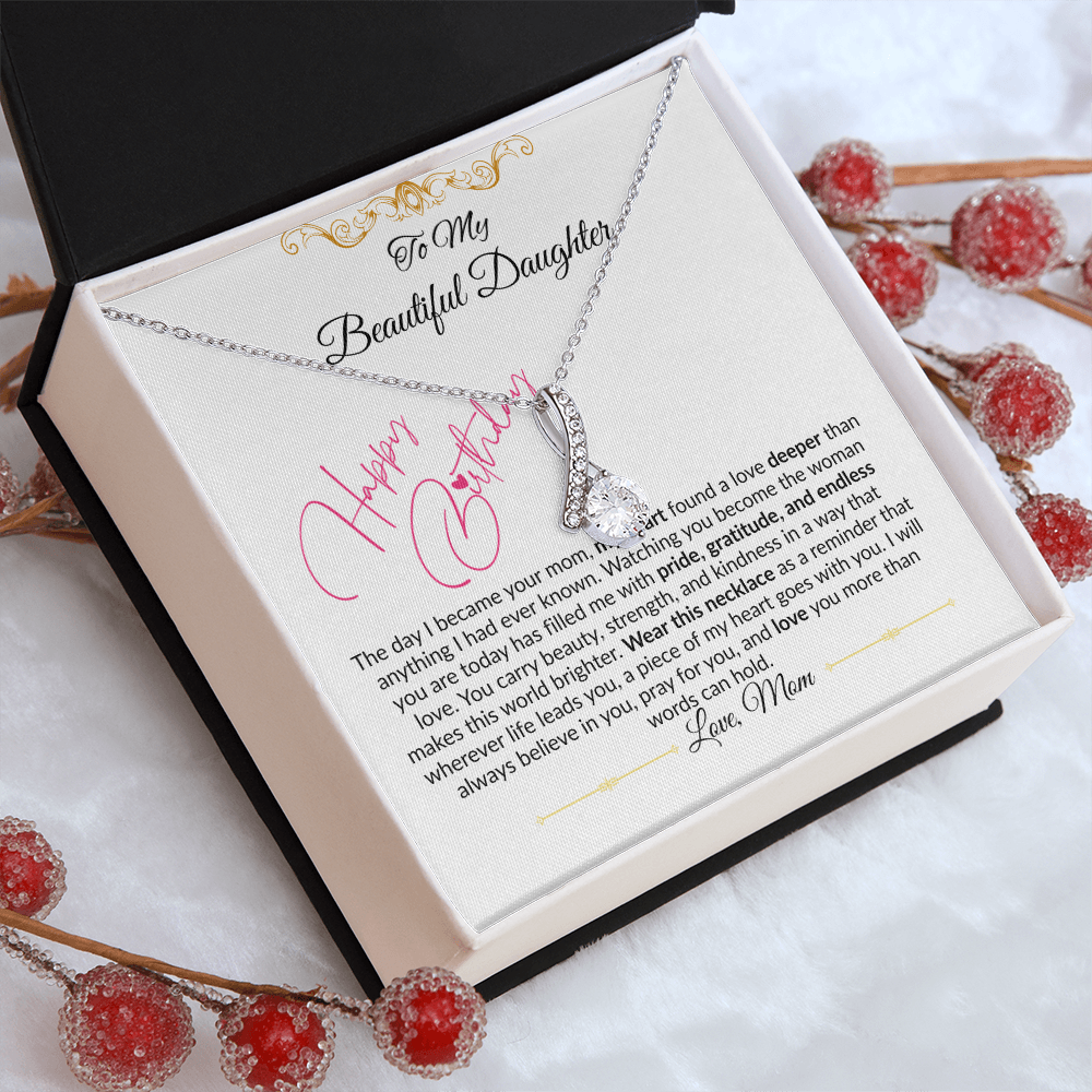 To My Beautiful Daughter Necklace From Mom I Birthday Gift for Daughter