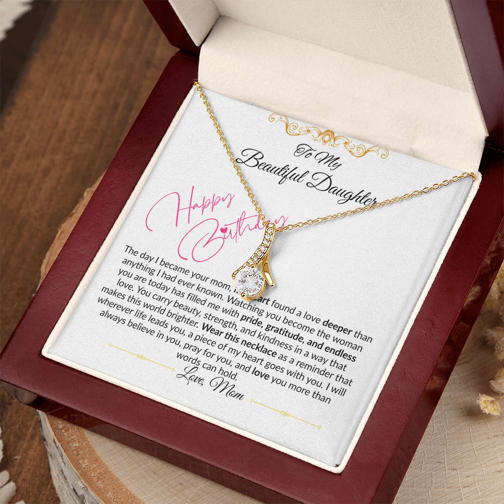 To My Beautiful Daughter Necklace From Mom I Birthday Gift for Daughter