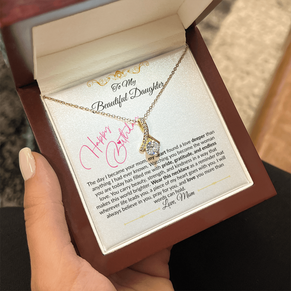To My Beautiful Daughter Necklace From Mom I Birthday Gift for Daughter