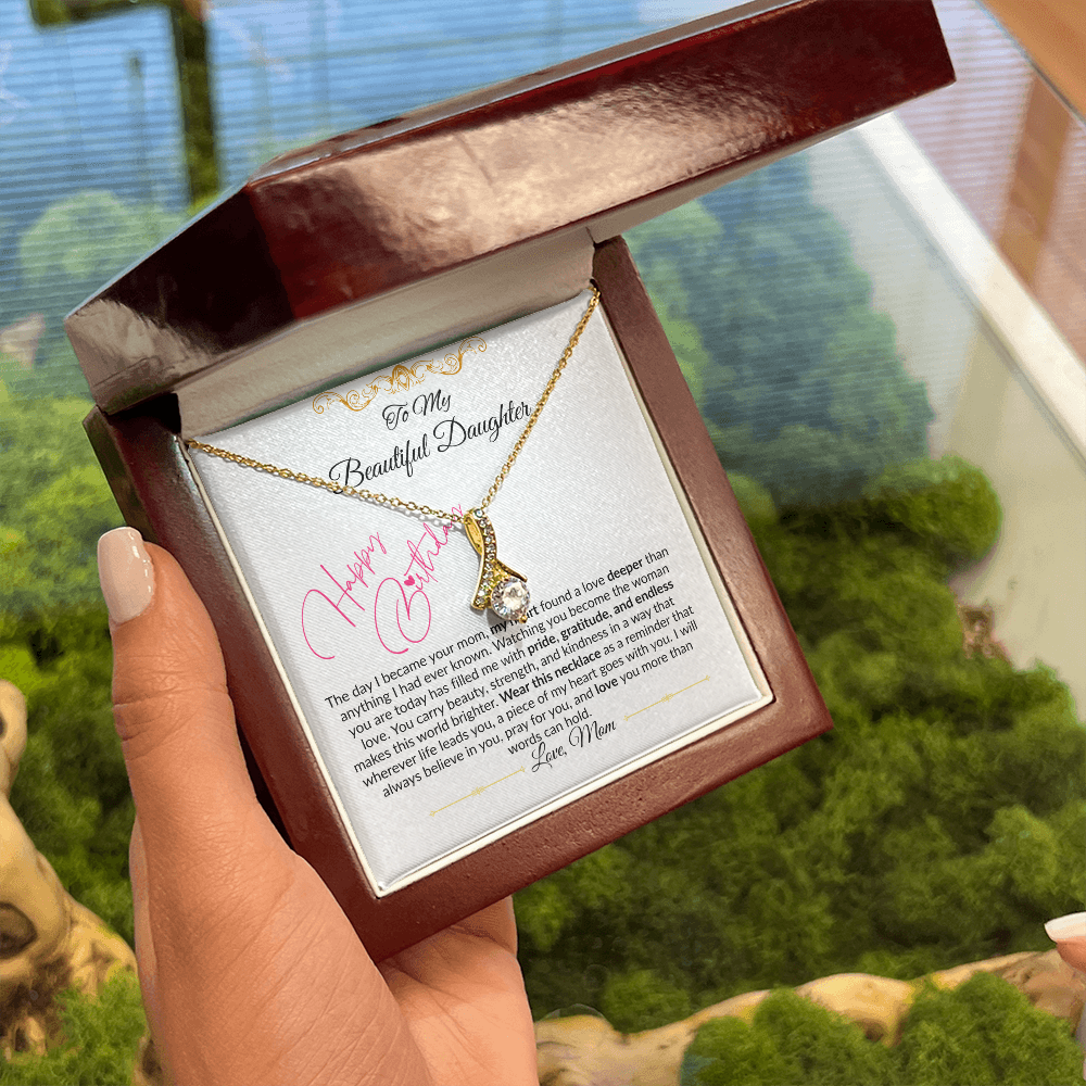 To My Beautiful Daughter Necklace From Mom I Birthday Gift for Daughter