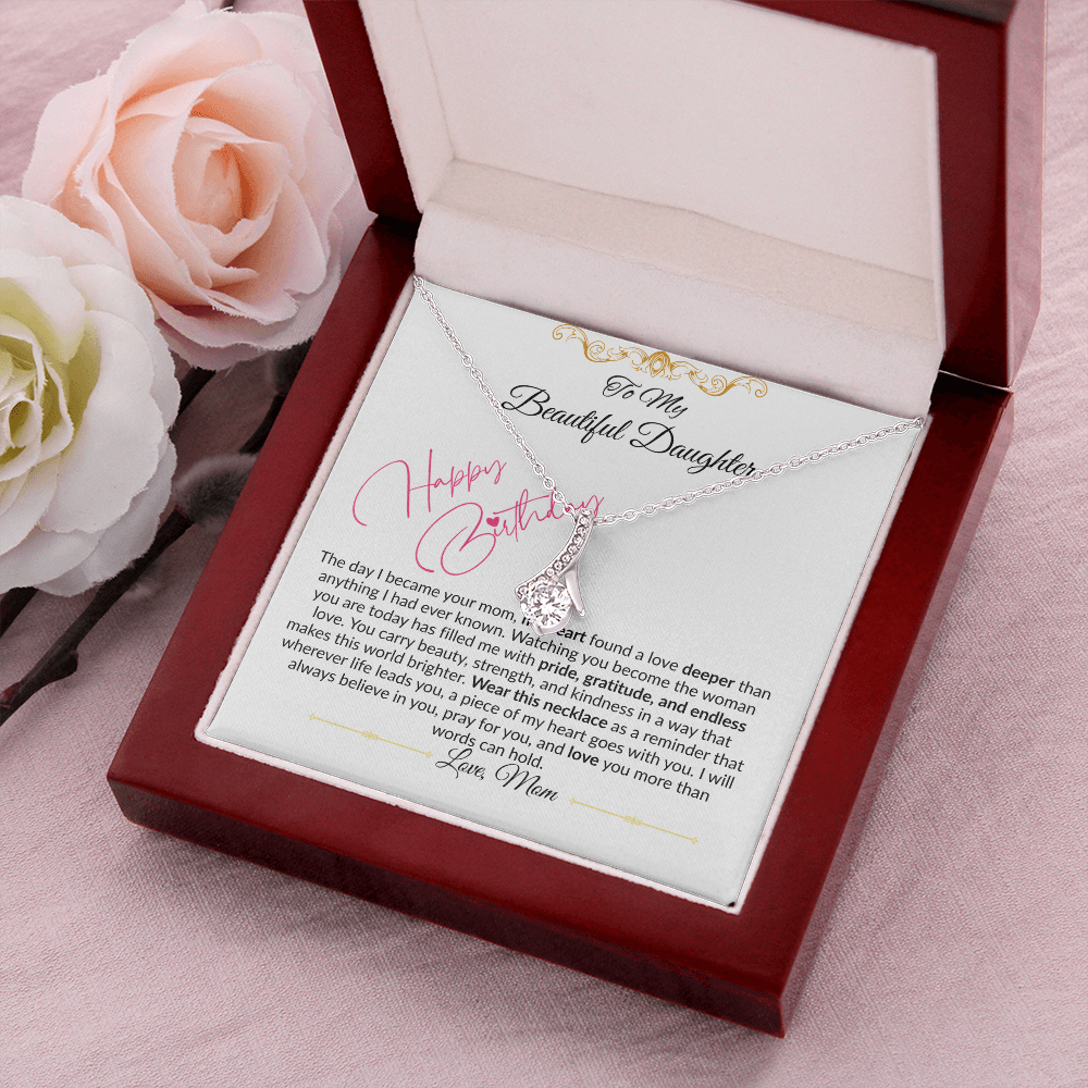 To My Beautiful Daughter Necklace From Mom I Birthday Gift for Daughter