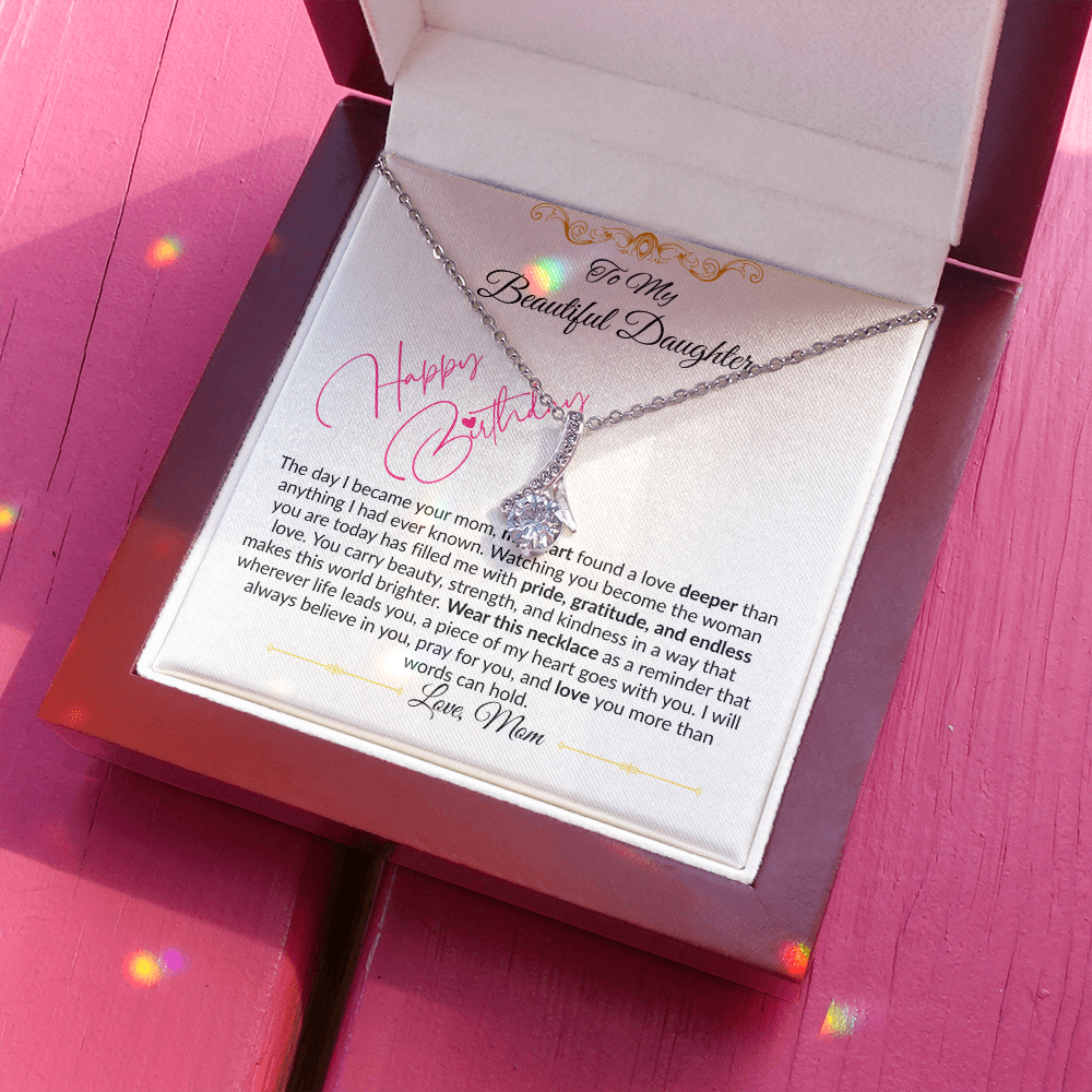 To My Beautiful Daughter Necklace From Mom I Birthday Gift for Daughter