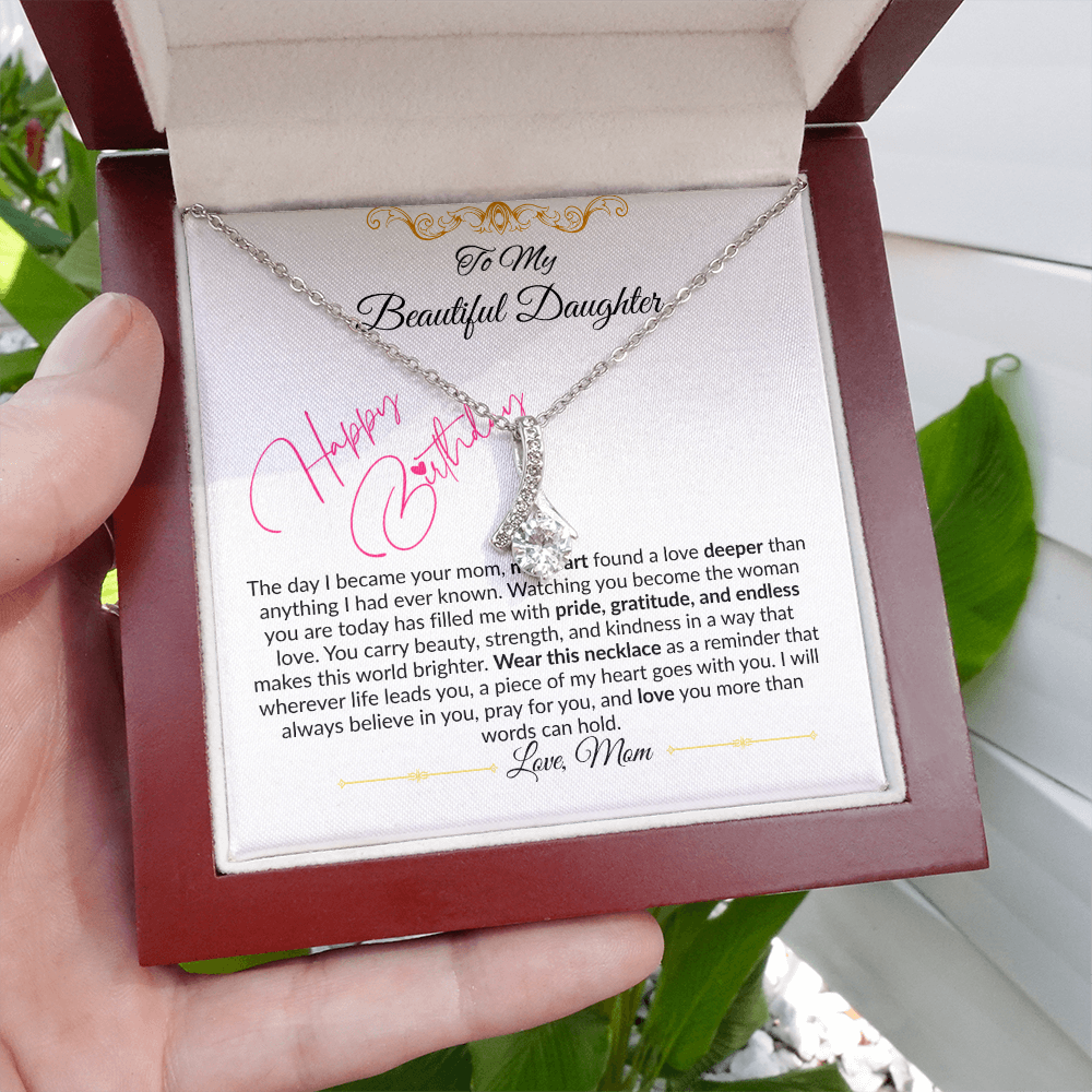 To My Beautiful Daughter Necklace From Mom I Birthday Gift for Daughter