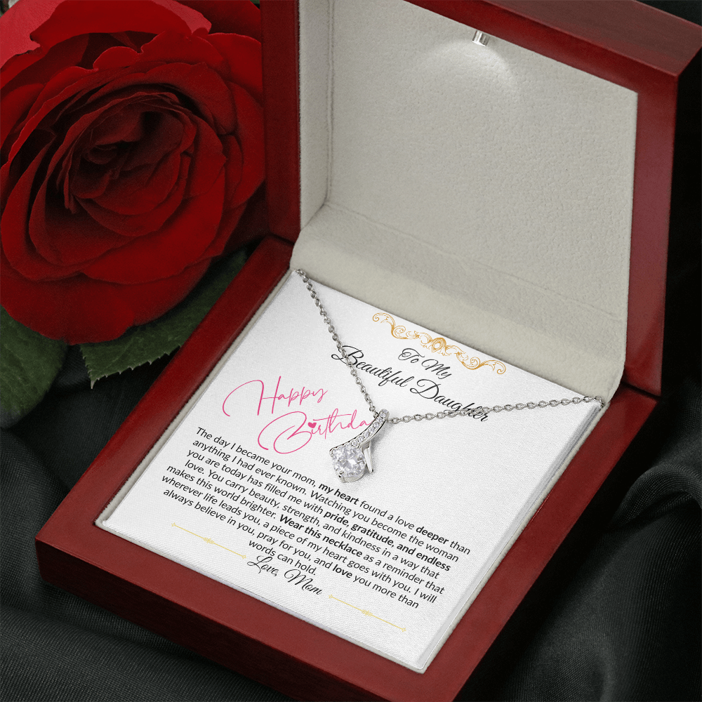 To My Beautiful Daughter Necklace From Mom I Birthday Gift for Daughter