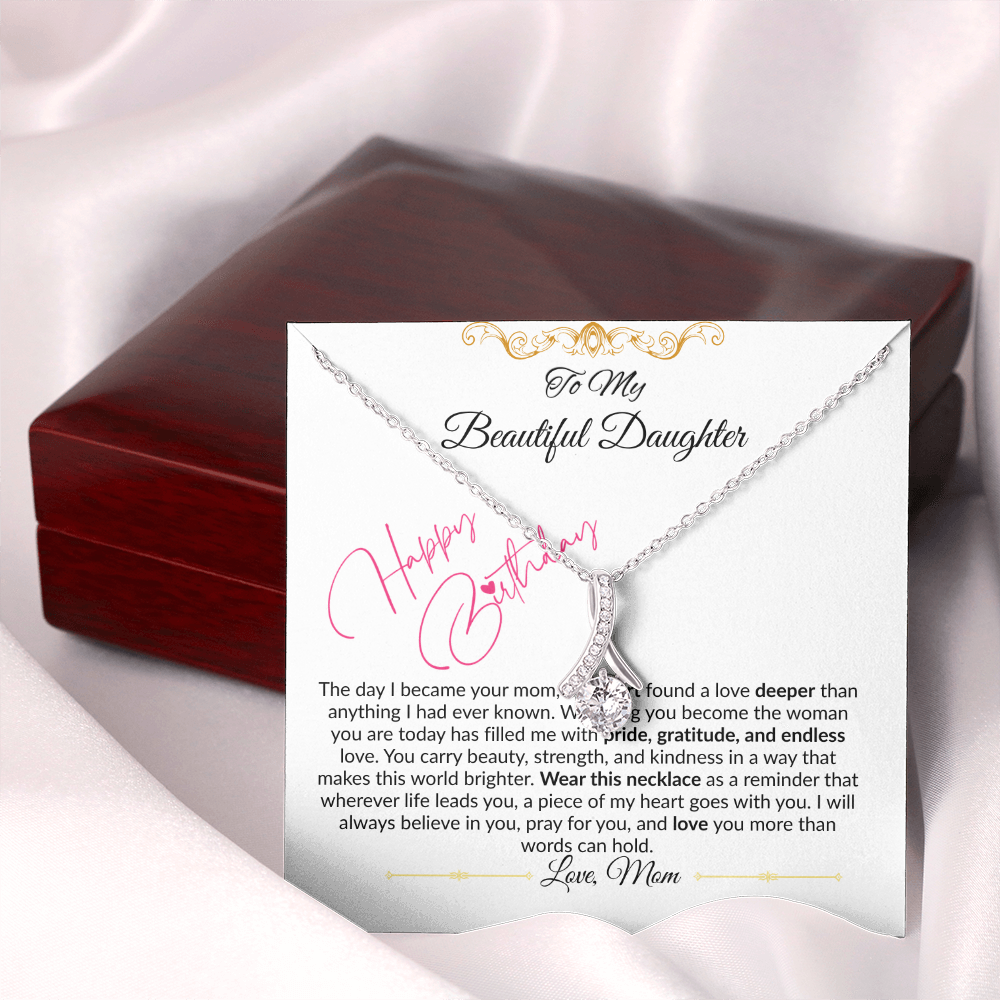 To My Beautiful Daughter Necklace From Mom I Birthday Gift for Daughter