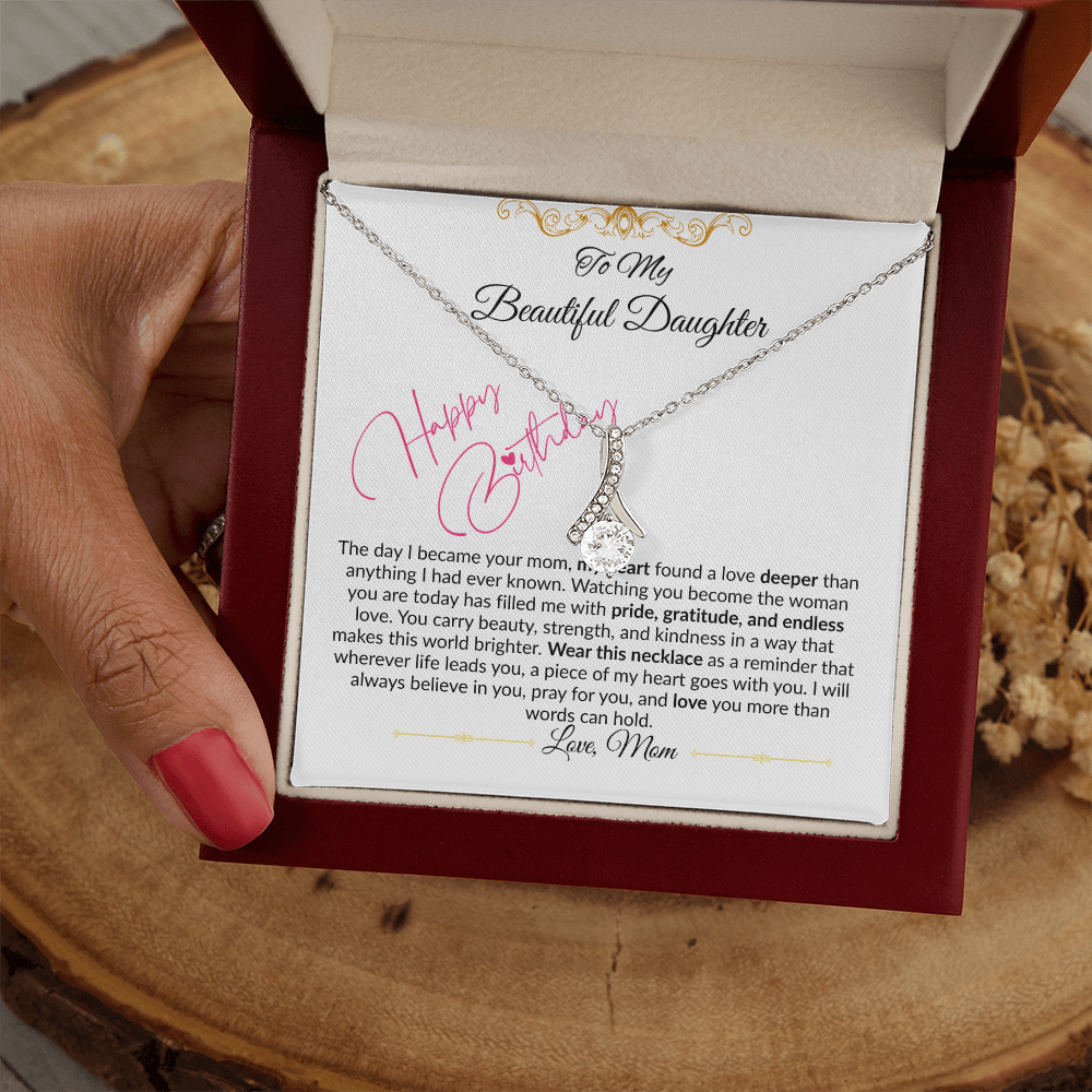 To My Beautiful Daughter Necklace From Mom I Birthday Gift for Daughter