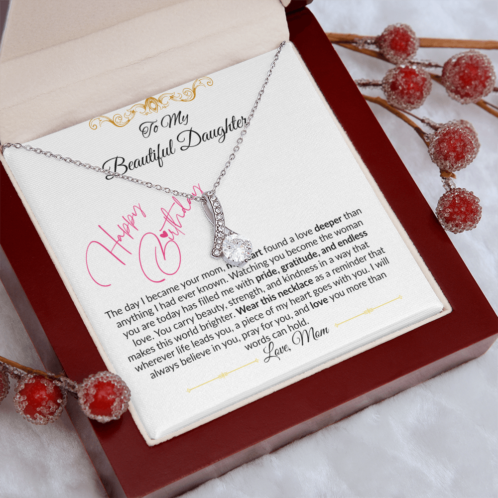 To My Beautiful Daughter Necklace From Mom I Birthday Gift for Daughter