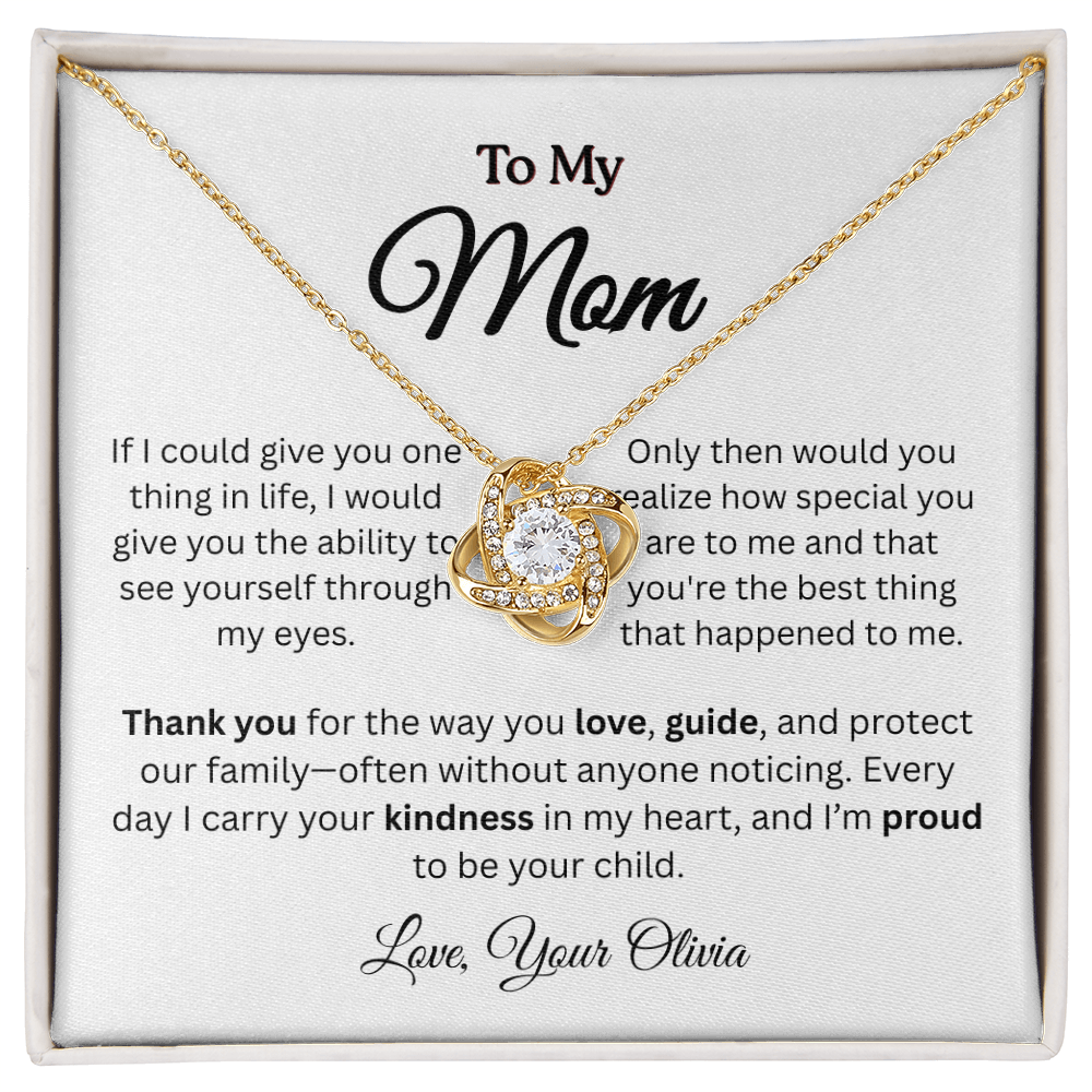 Personalized ‘Best Thing in My Life' Love Knot Necklace – Gift for Mom