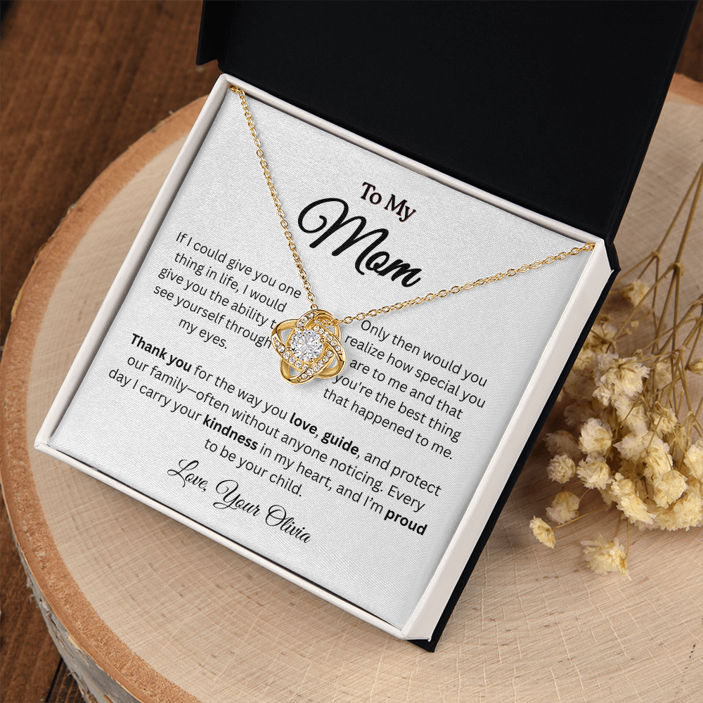 Personalized ‘Best Thing in My Life' Love Knot Necklace – Gift for Mom