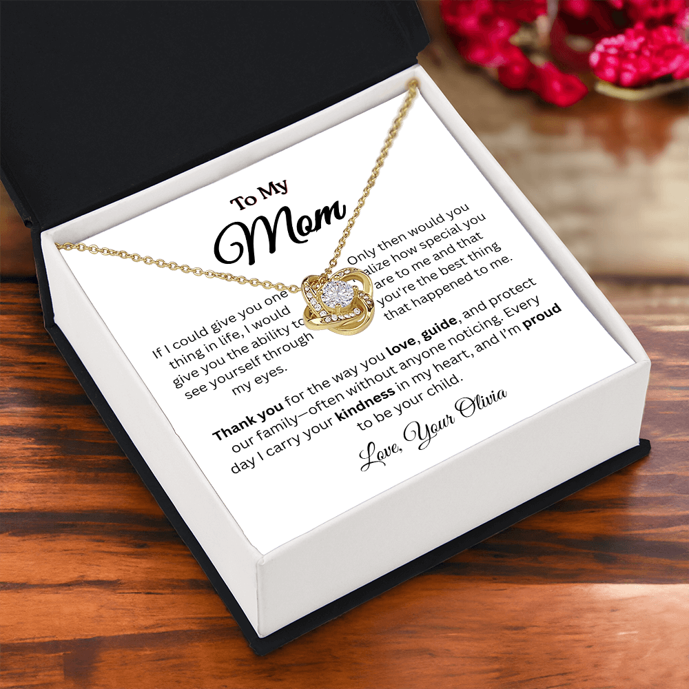 Personalized ‘Best Thing in My Life' Love Knot Necklace – Gift for Mom