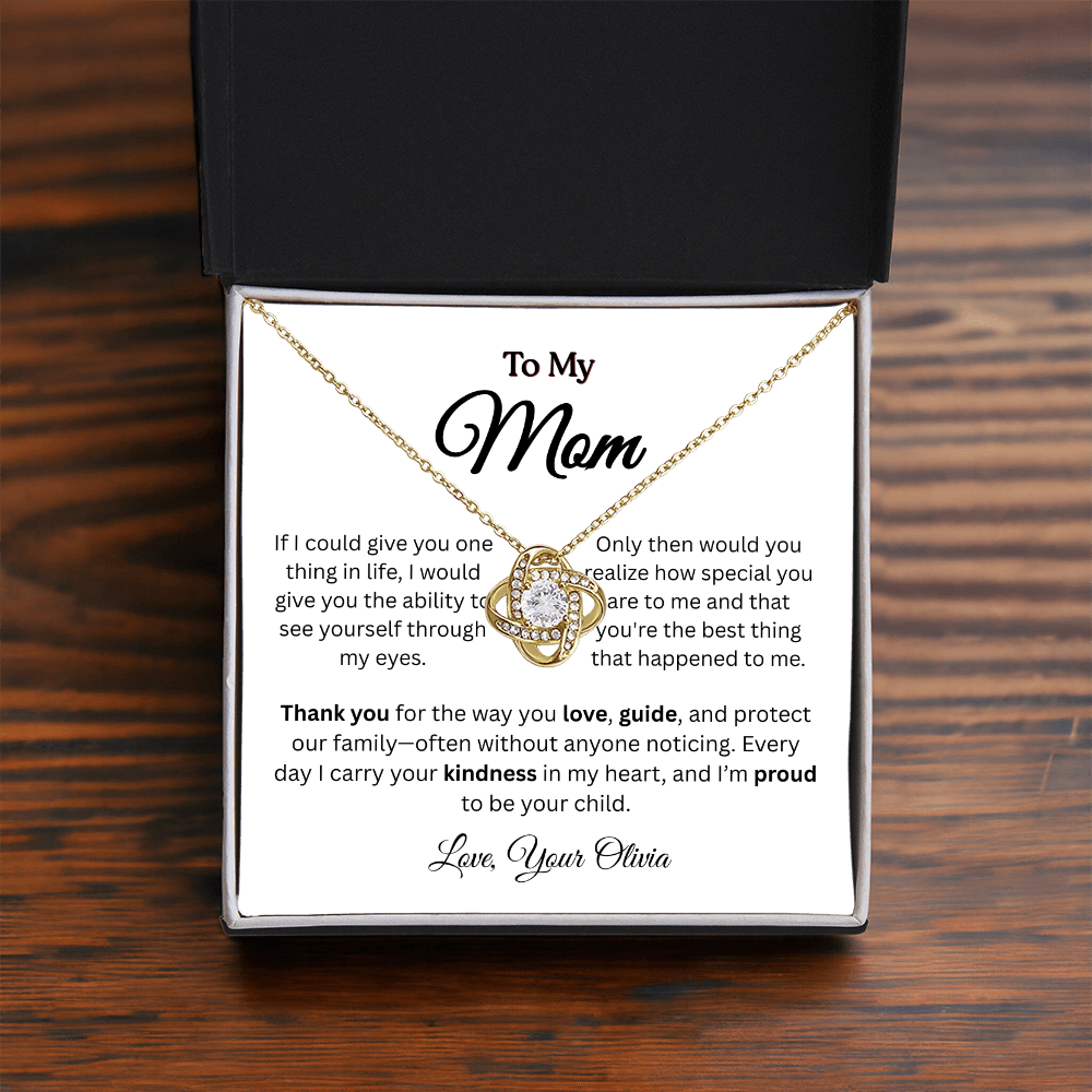Personalized ‘Best Thing in My Life' Love Knot Necklace – Gift for Mom