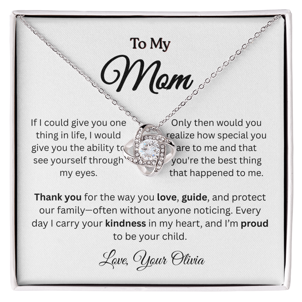 Personalized ‘Best Thing in My Life' Love Knot Necklace – Gift for Mom