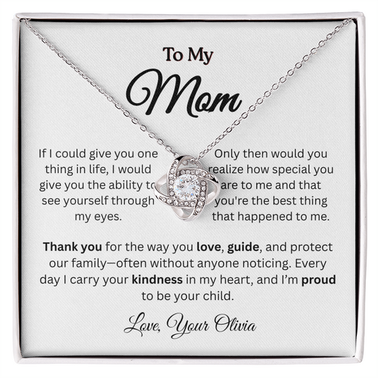 Personalized ‘Best Thing in My Life' Love Knot Necklace – Gift for Mom