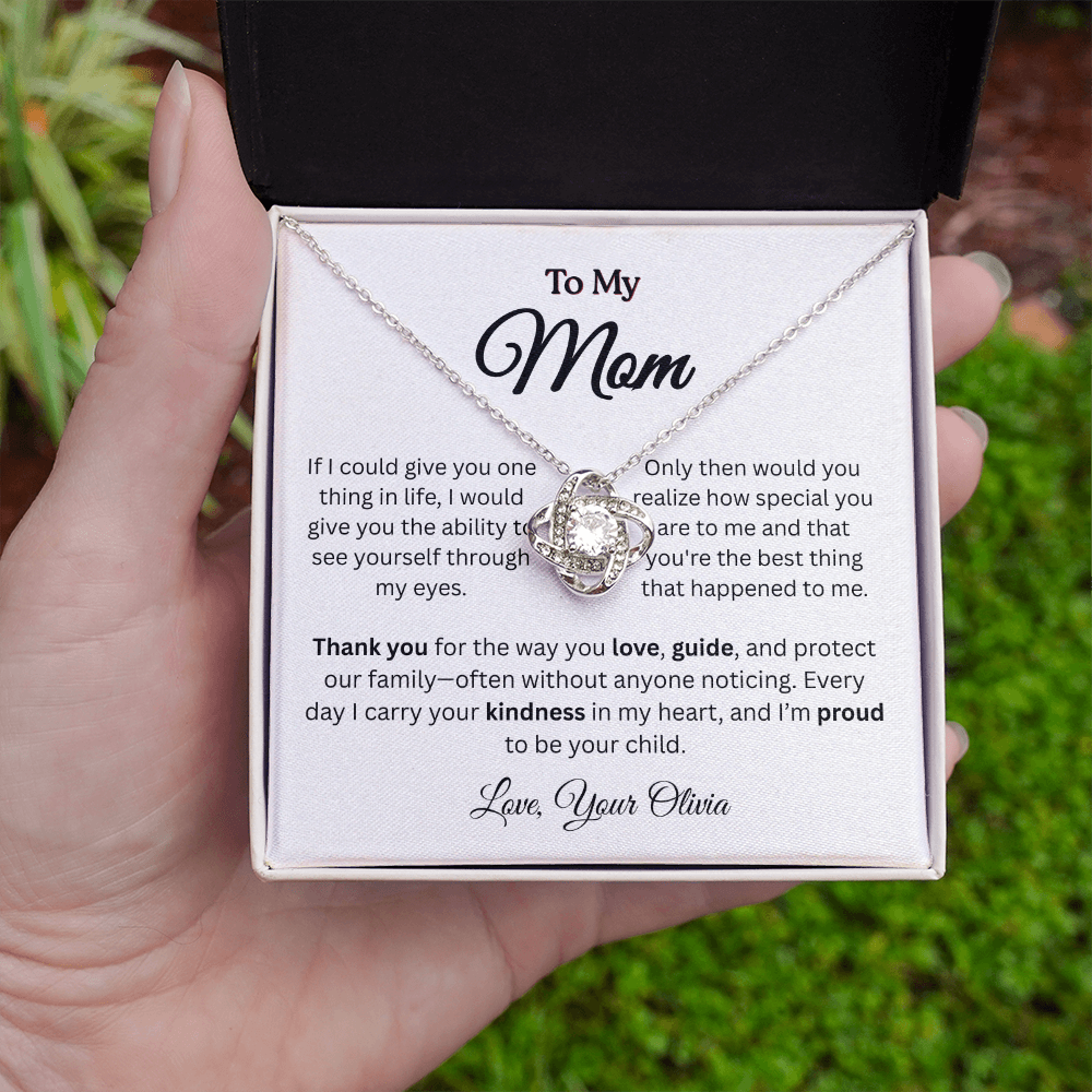 Personalized ‘Best Thing in My Life' Love Knot Necklace – Gift for Mom