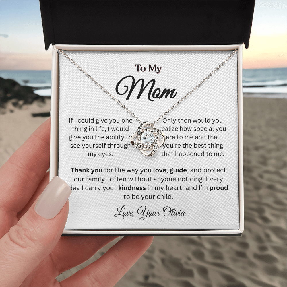 Personalized ‘Best Thing in My Life' Love Knot Necklace – Gift for Mom