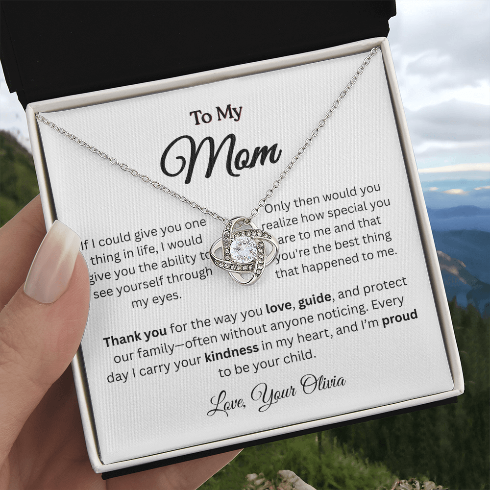 Personalized ‘Best Thing in My Life' Love Knot Necklace – Gift for Mom