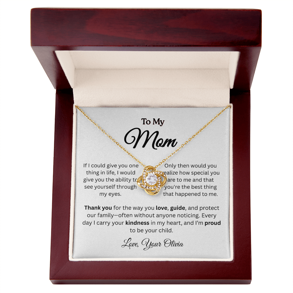 Personalized ‘Best Thing in My Life' Love Knot Necklace – Gift for Mom