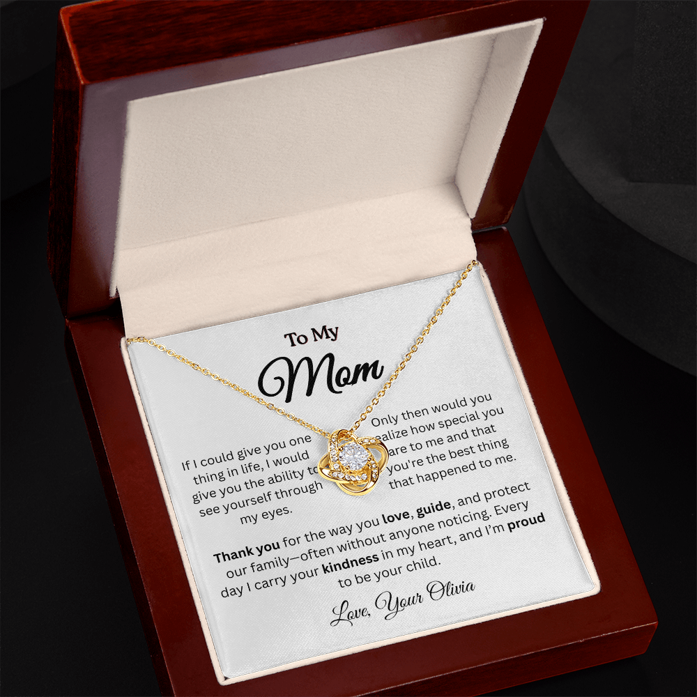Personalized ‘Best Thing in My Life' Love Knot Necklace – Gift for Mom