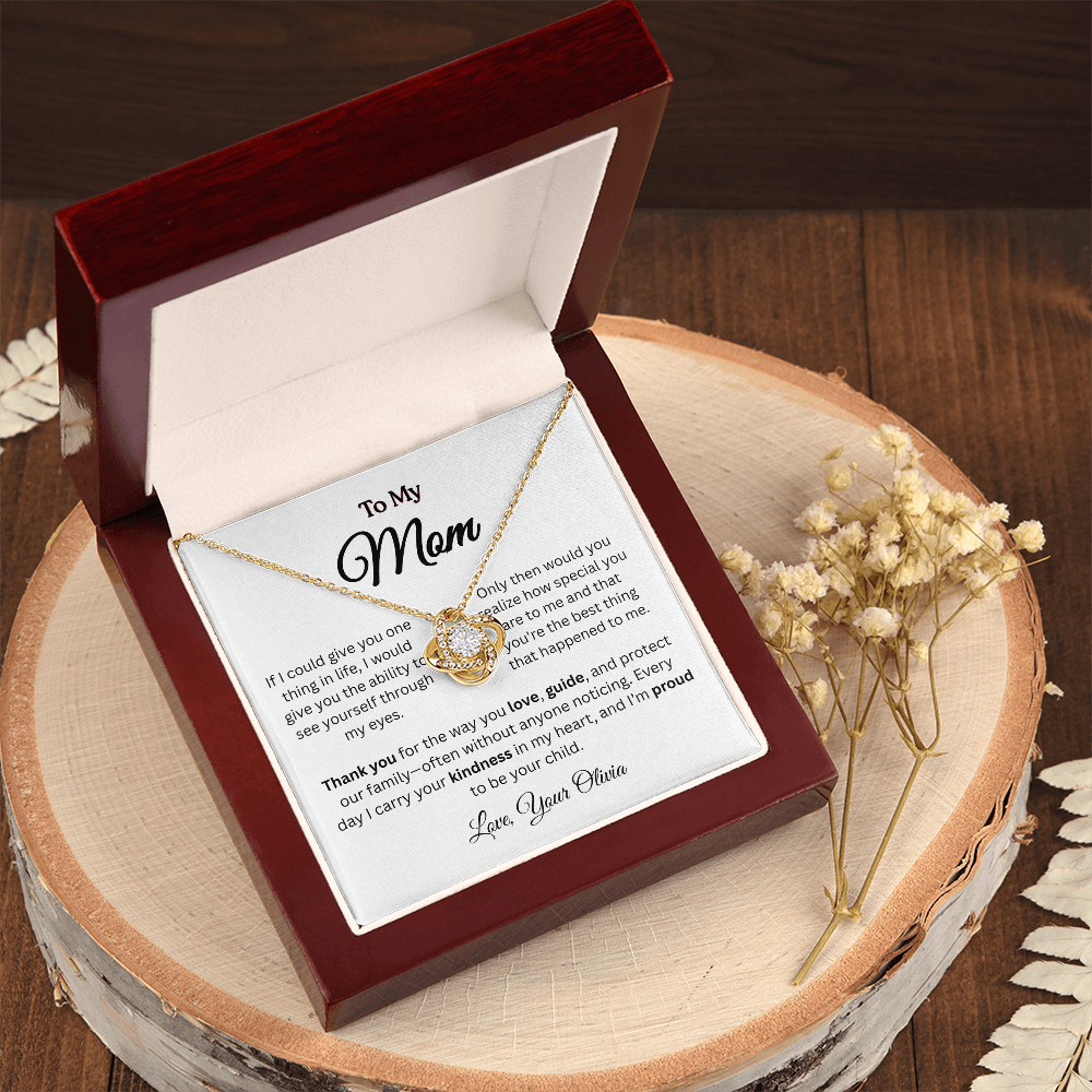 Personalized ‘Best Thing in My Life' Love Knot Necklace – Gift for Mom
