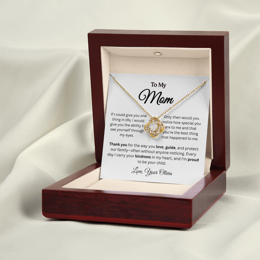 Personalized ‘Best Thing in My Life' Love Knot Necklace – Gift for Mom
