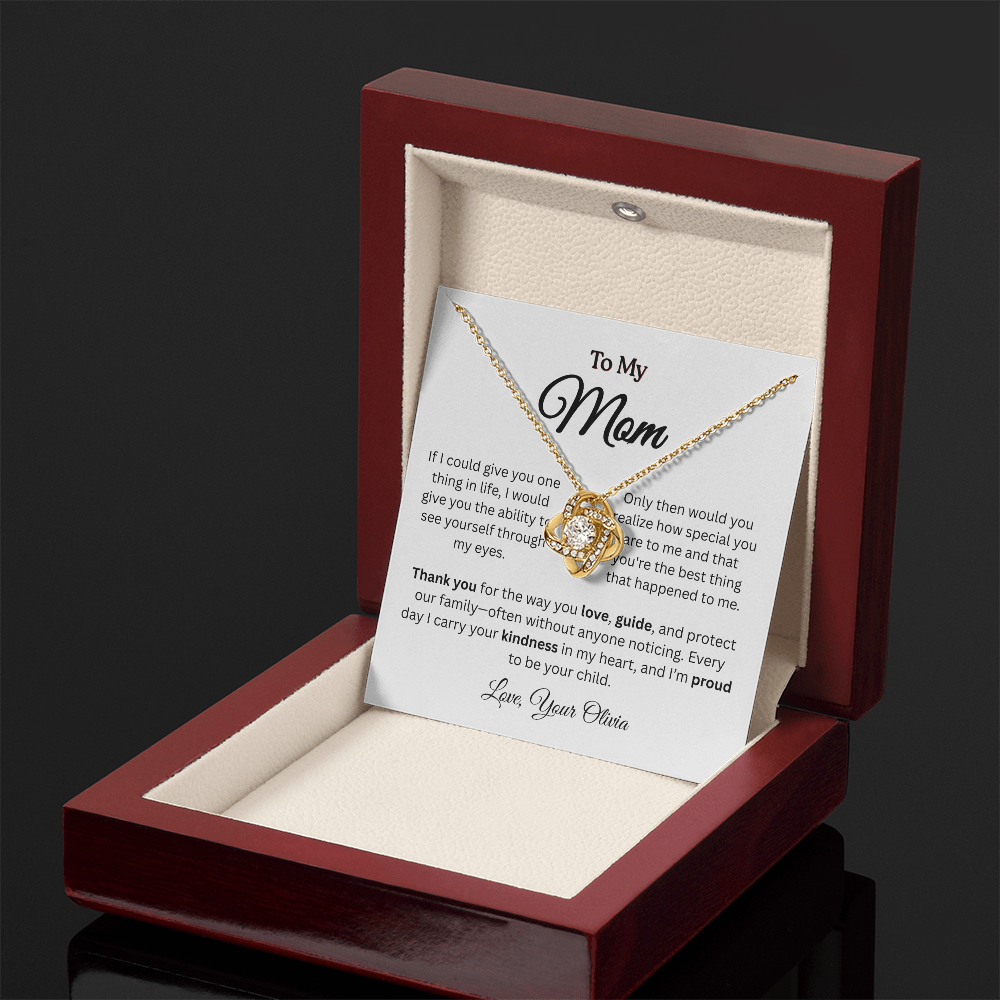 Personalized ‘Best Thing in My Life' Love Knot Necklace – Gift for Mom