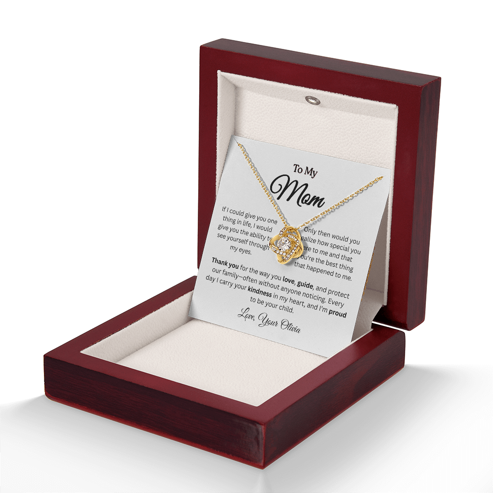 Personalized ‘Best Thing in My Life' Love Knot Necklace – Gift for Mom