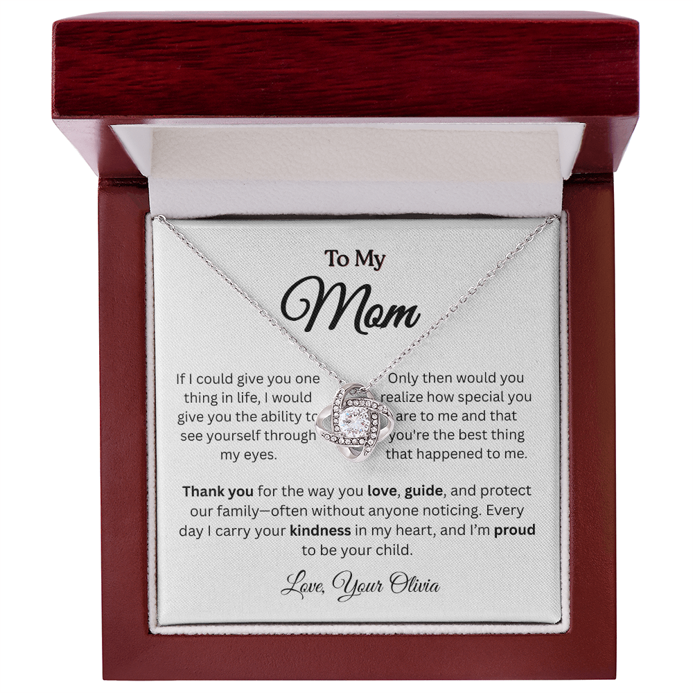 Personalized ‘Best Thing in My Life' Love Knot Necklace – Gift for Mom