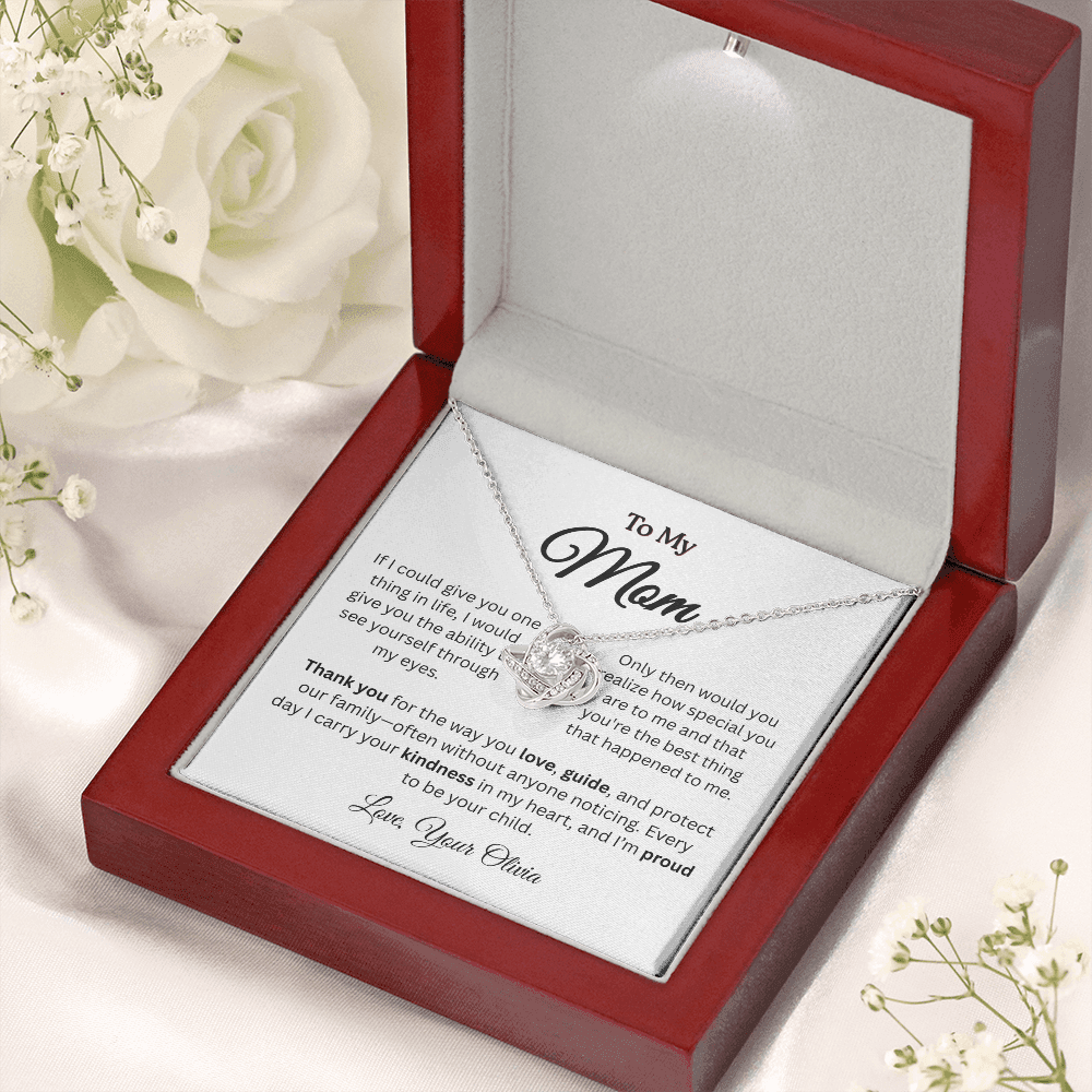 Personalized ‘Best Thing in My Life' Love Knot Necklace – Gift for Mom