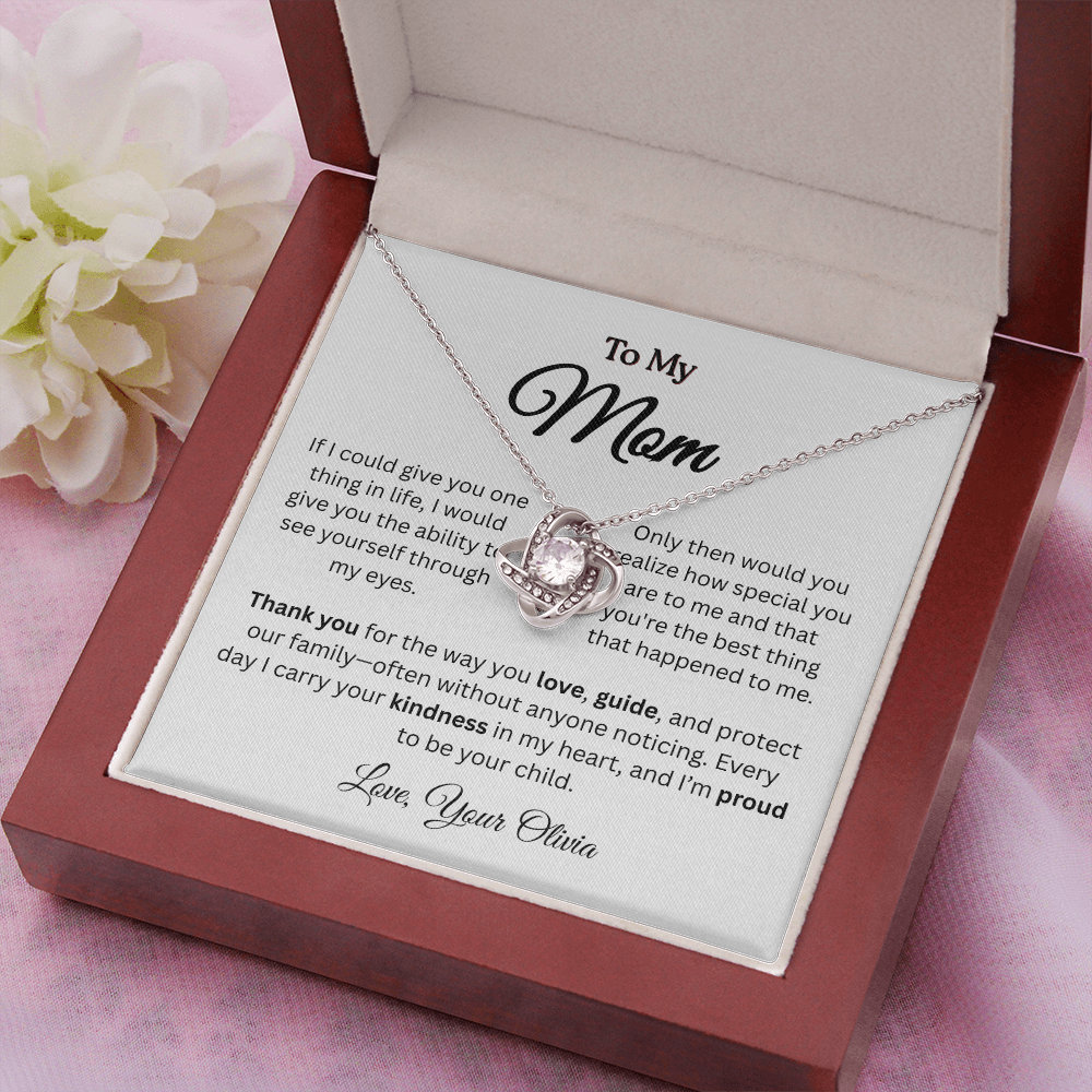 Personalized ‘Best Thing in My Life' Love Knot Necklace – Gift for Mom