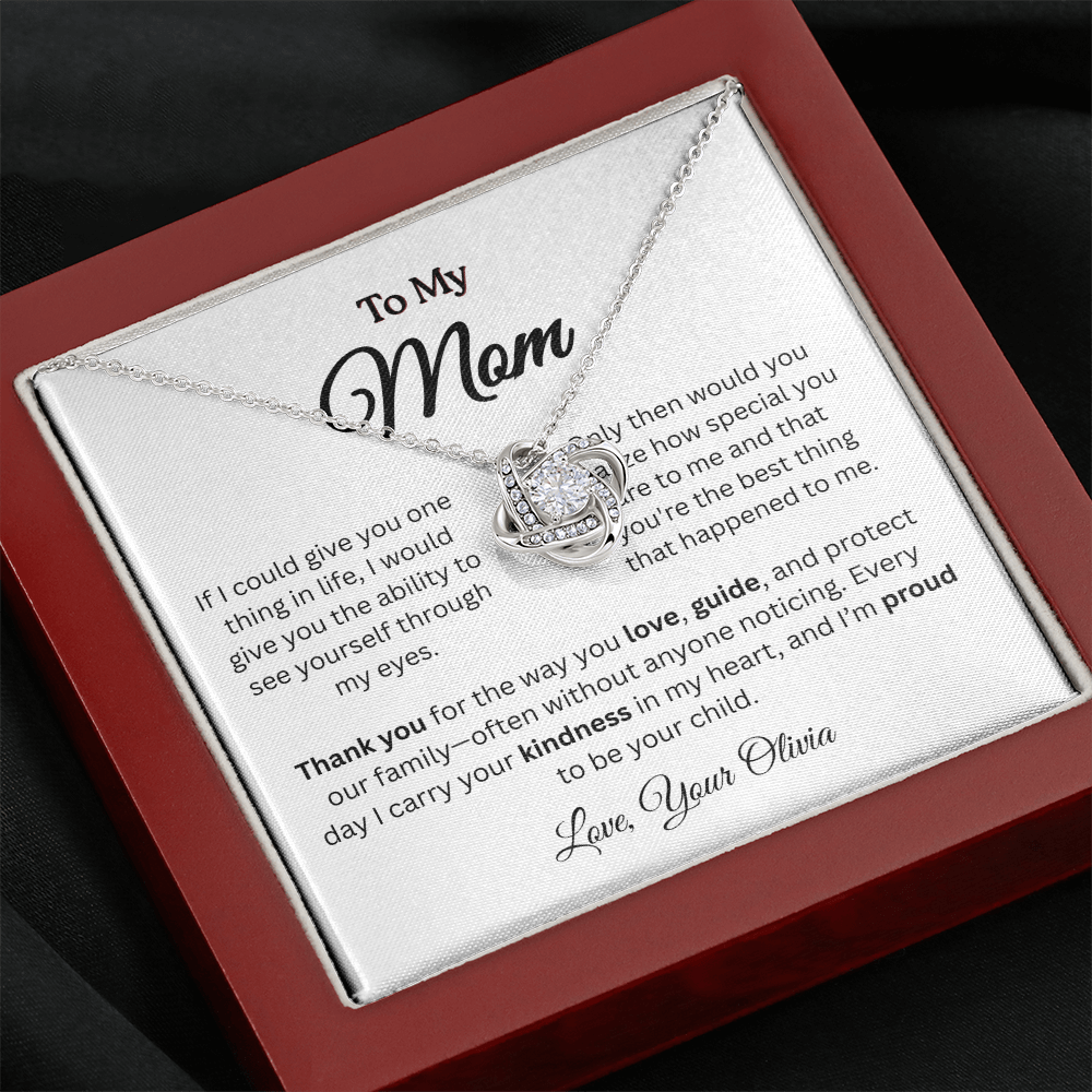 Personalized ‘Best Thing in My Life' Love Knot Necklace – Gift for Mom