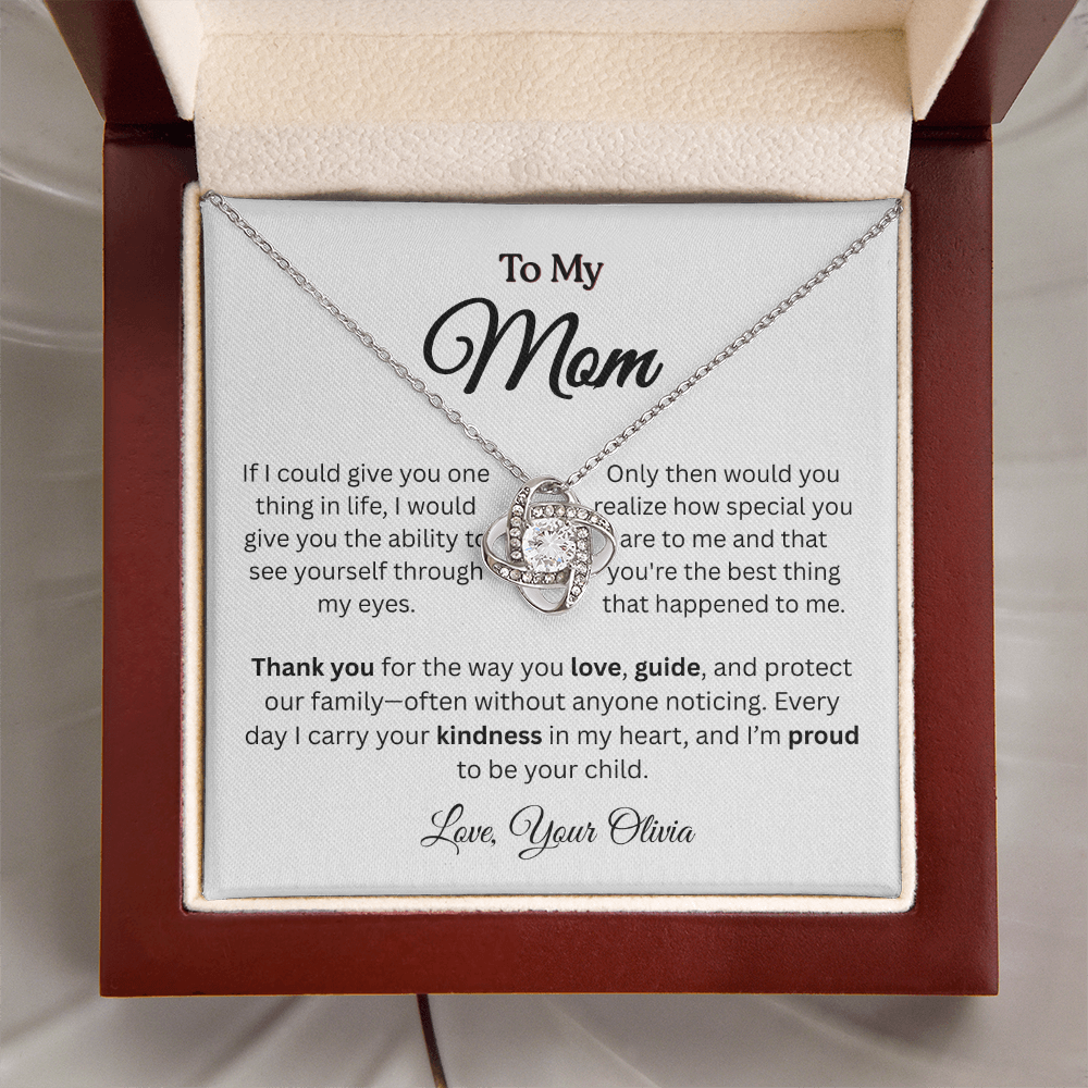 Personalized ‘Best Thing in My Life' Love Knot Necklace – Gift for Mom