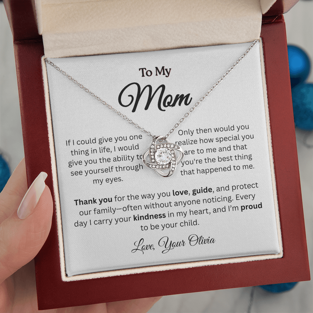 Personalized ‘Best Thing in My Life' Love Knot Necklace – Gift for Mom