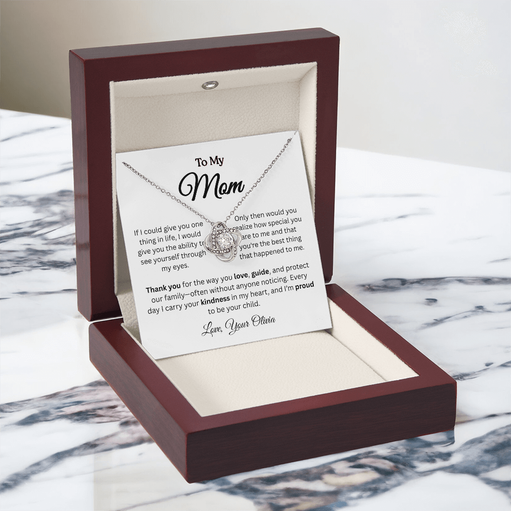 Personalized ‘Best Thing in My Life' Love Knot Necklace – Gift for Mom
