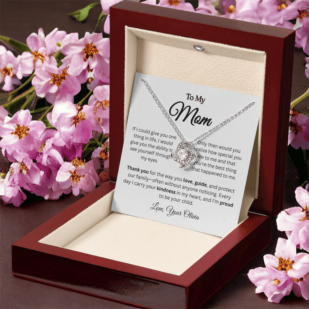 Personalized ‘Best Thing in My Life' Love Knot Necklace – Gift for Mom