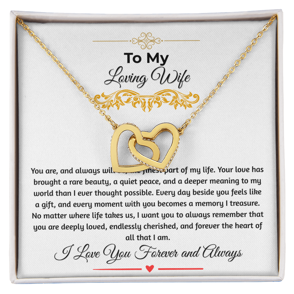 To My Loving Wife "The Finest Part Of My Life" Interlocking Heart Necklace