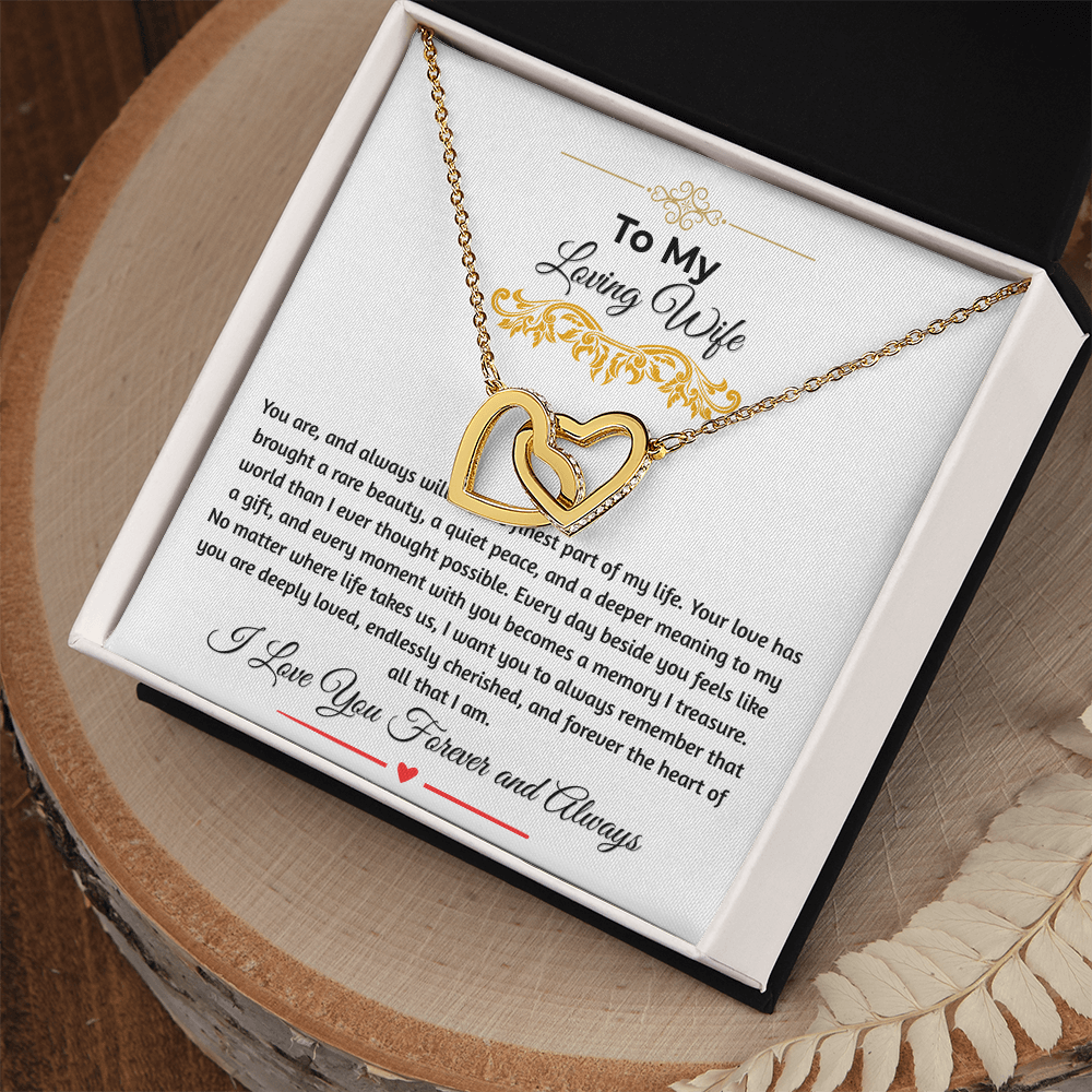 To My Loving Wife "The Finest Part Of My Life" Interlocking Heart Necklace
