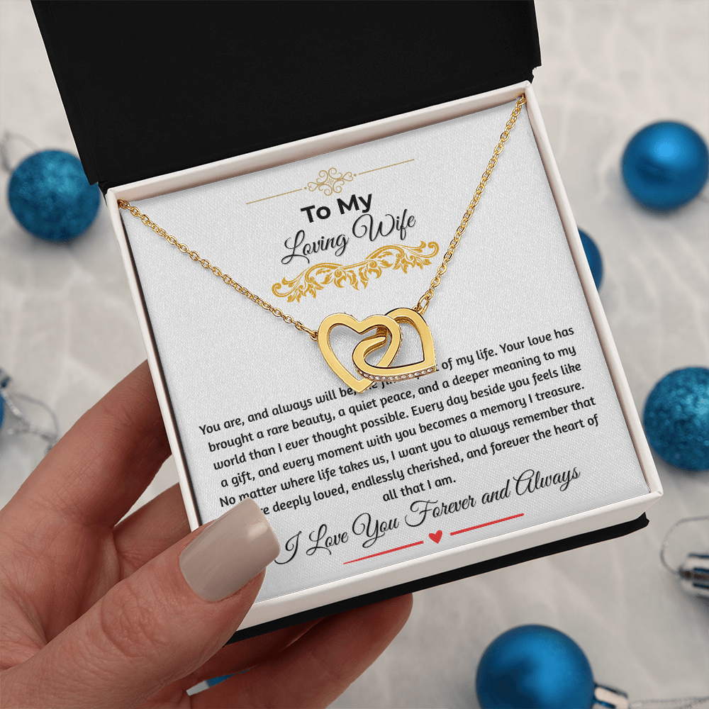 To My Loving Wife "The Finest Part Of My Life" Interlocking Heart Necklace