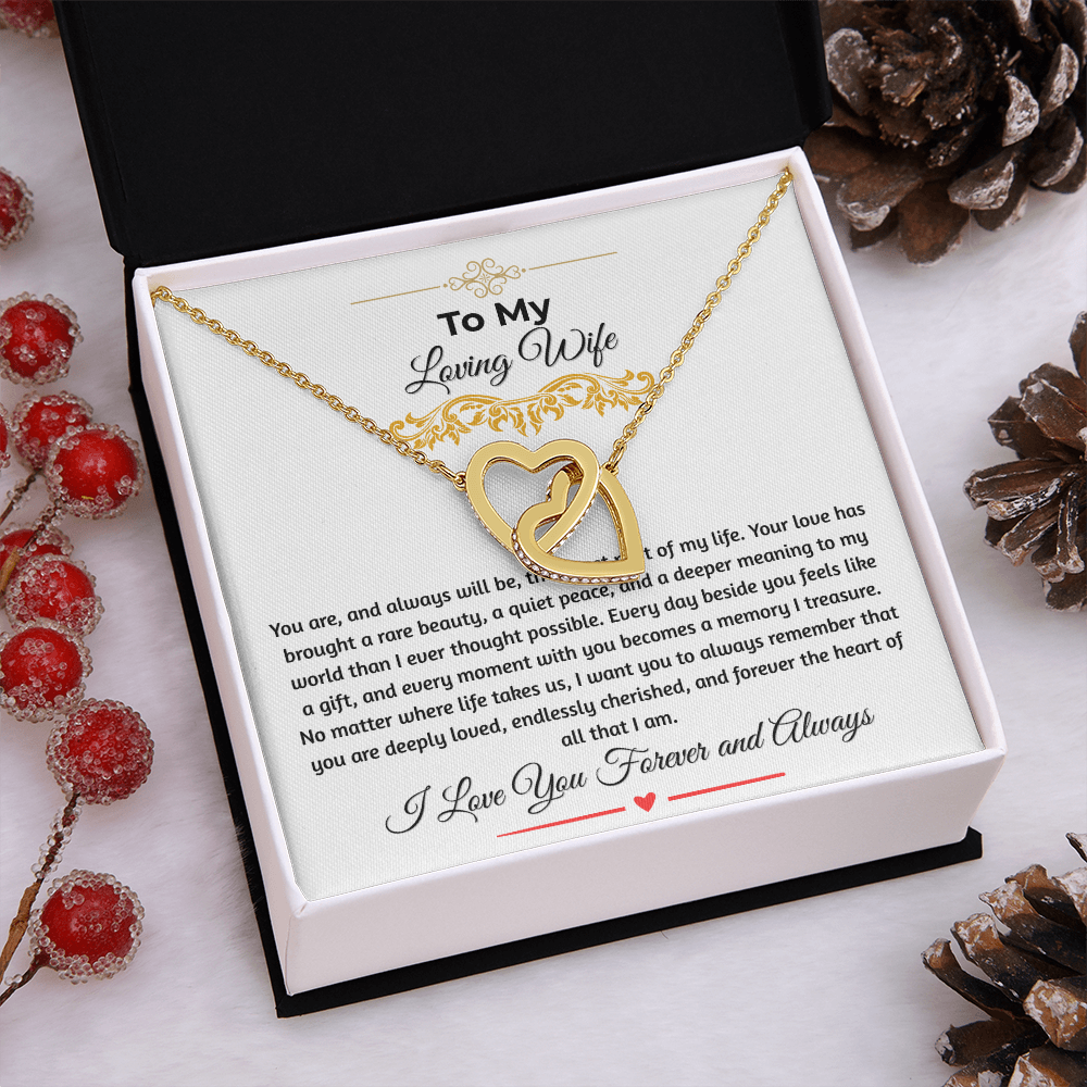 To My Loving Wife "The Finest Part Of My Life" Interlocking Heart Necklace