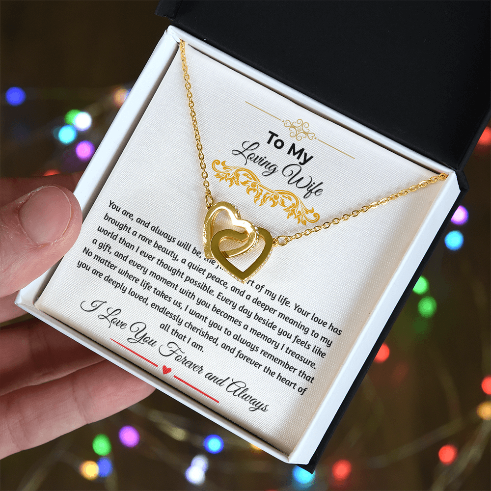 To My Loving Wife "The Finest Part Of My Life" Interlocking Heart Necklace
