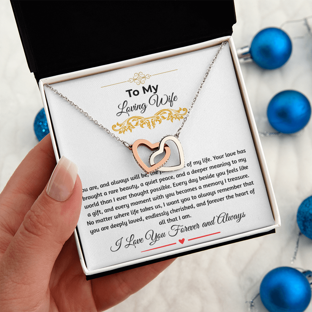 To My Loving Wife "The Finest Part Of My Life" Interlocking Heart Necklace