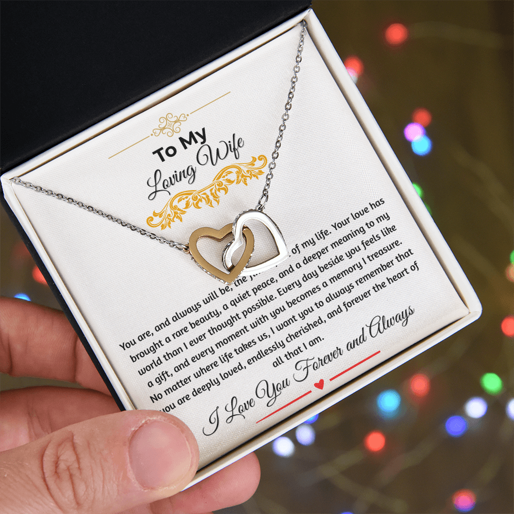 To My Loving Wife "The Finest Part Of My Life" Interlocking Heart Necklace