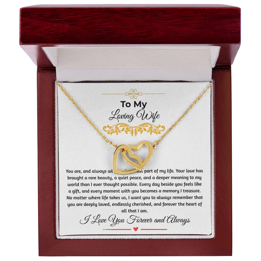 To My Loving Wife "The Finest Part Of My Life" Interlocking Heart Necklace