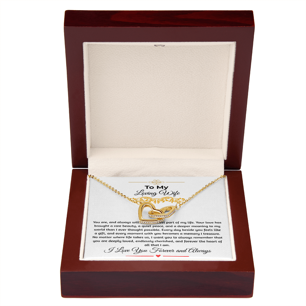 To My Loving Wife "The Finest Part Of My Life" Interlocking Heart Necklace