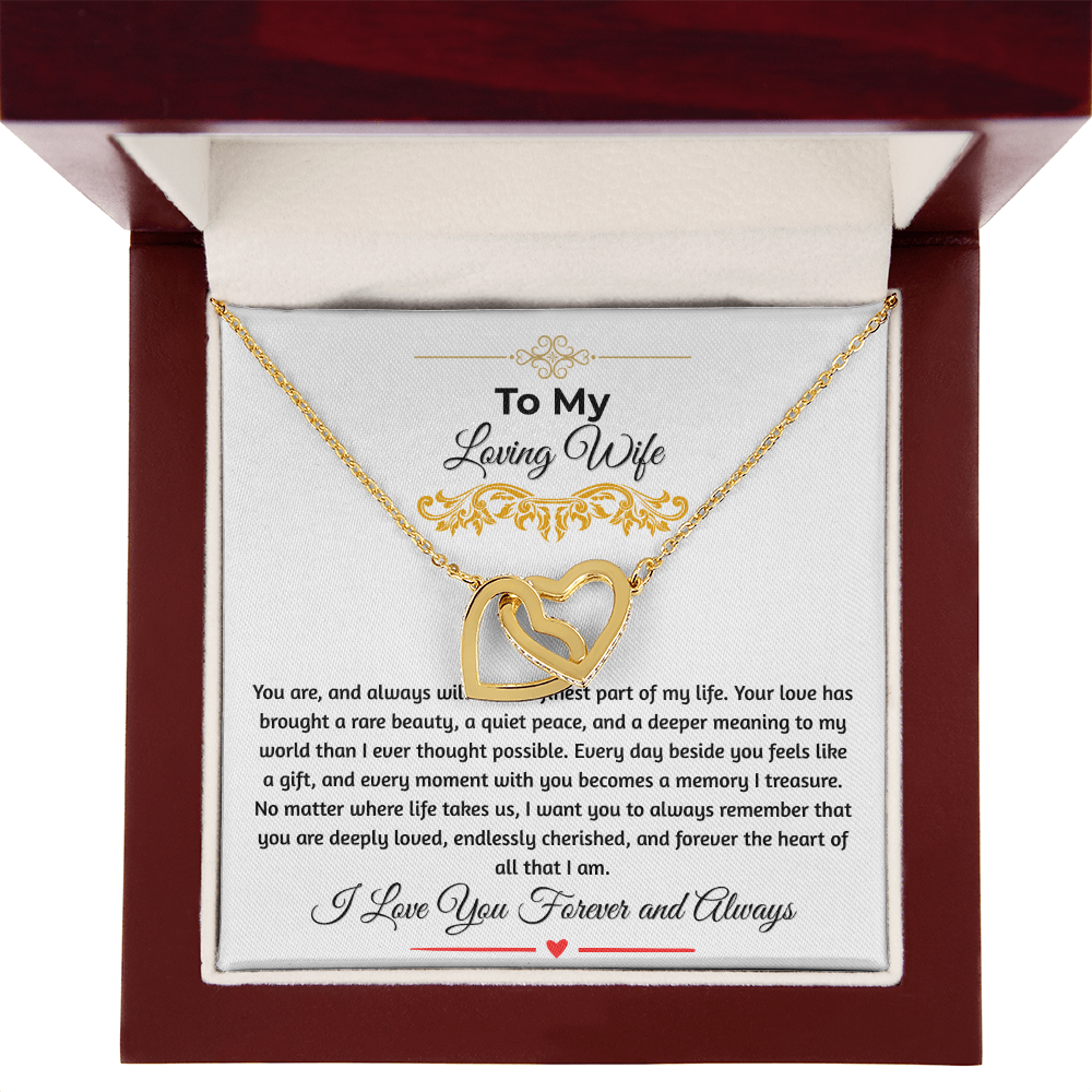 To My Loving Wife "The Finest Part Of My Life" Interlocking Heart Necklace