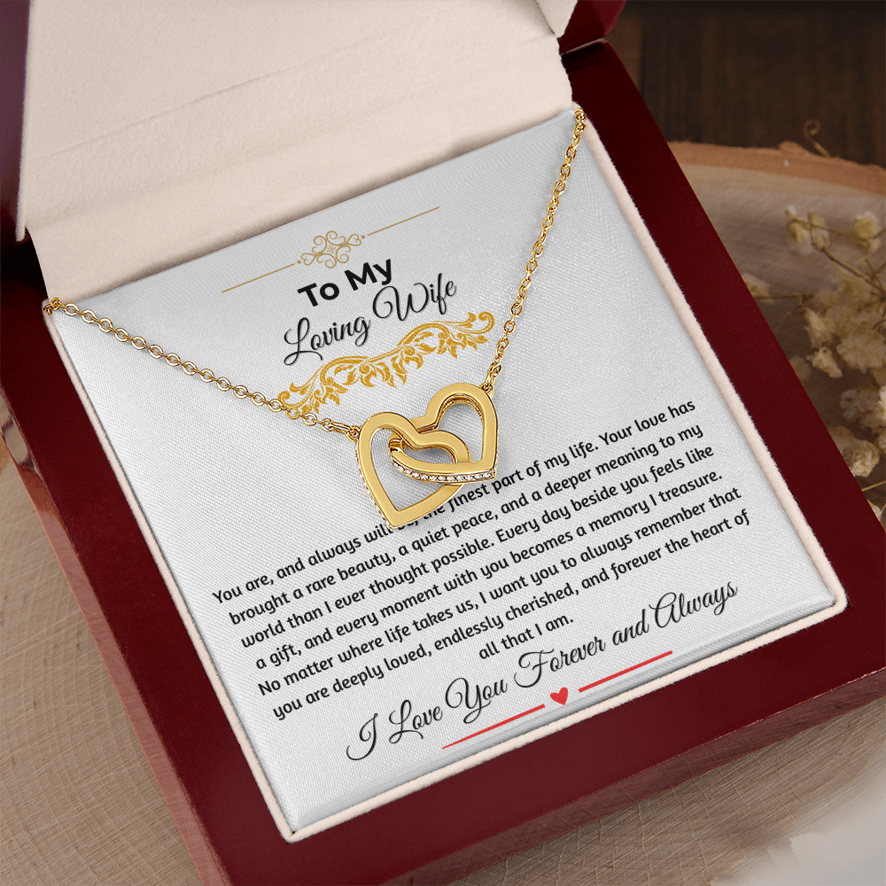 To My Loving Wife "The Finest Part Of My Life" Interlocking Heart Necklace