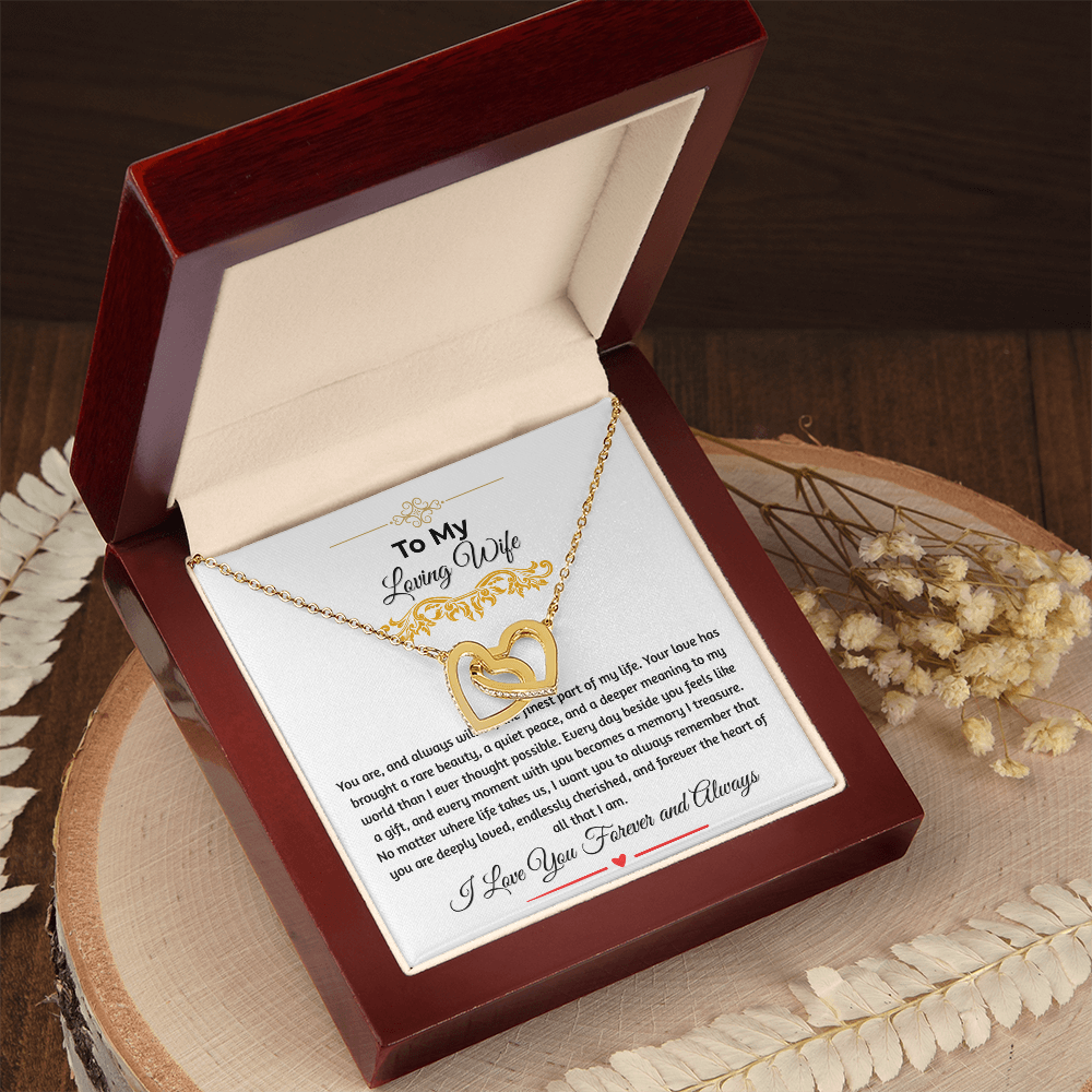 To My Loving Wife "The Finest Part Of My Life" Interlocking Heart Necklace