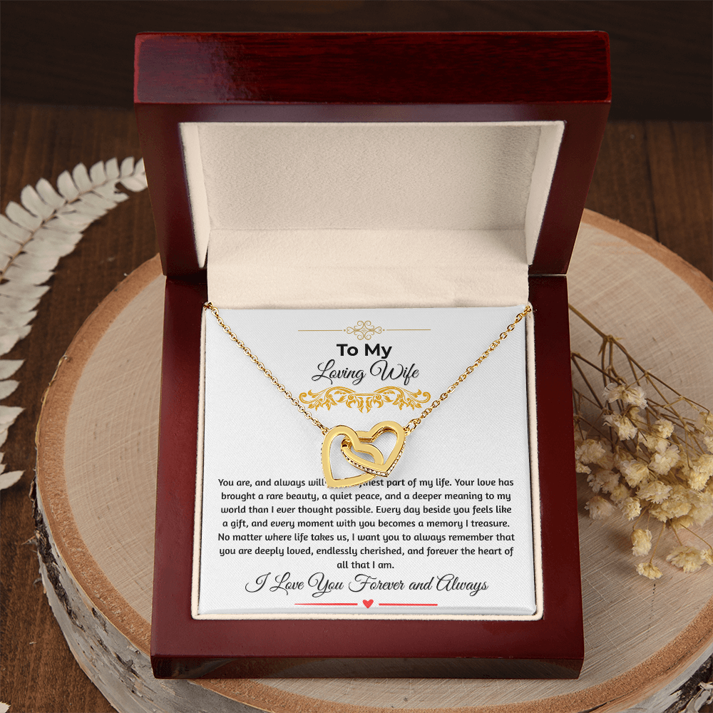 To My Loving Wife "The Finest Part Of My Life" Interlocking Heart Necklace