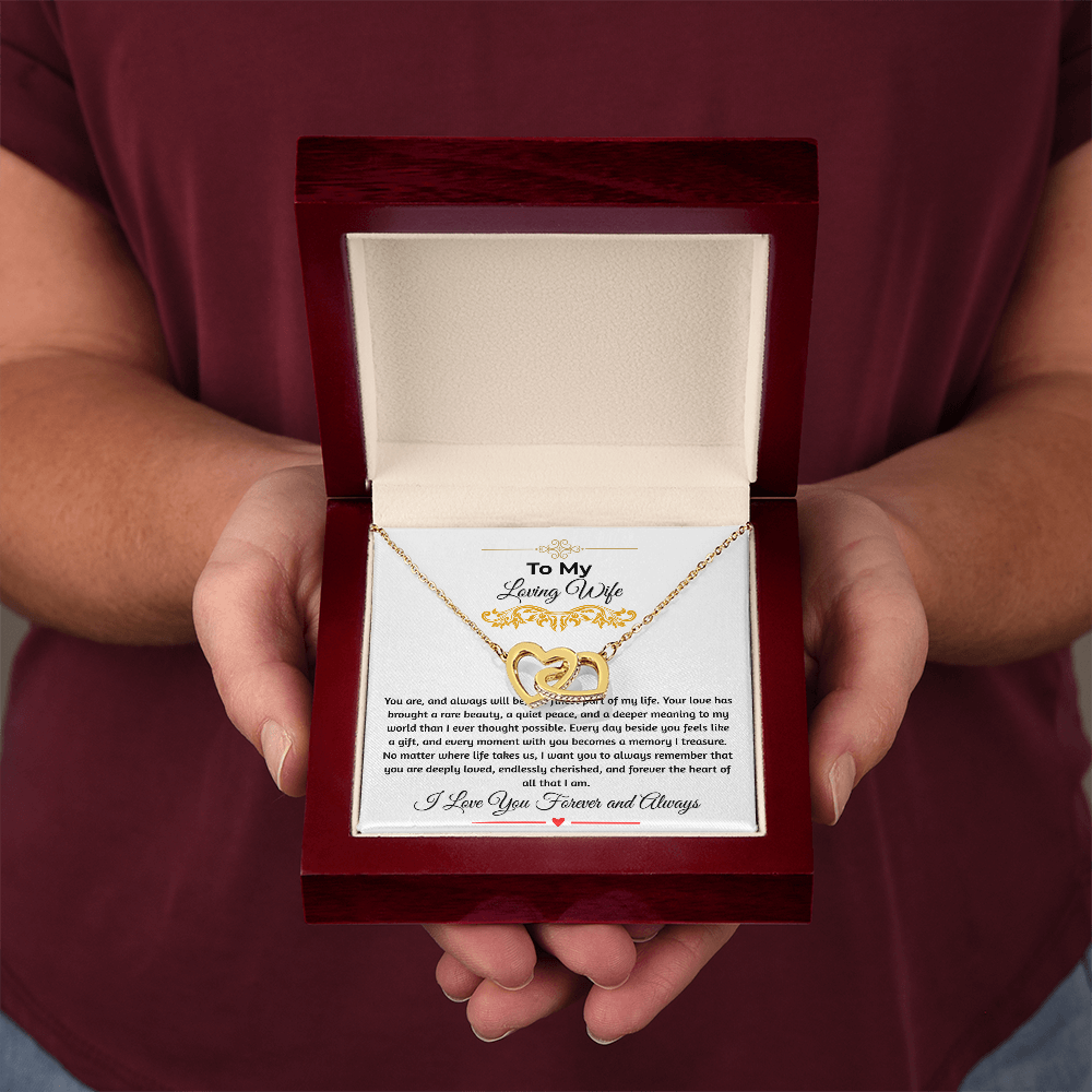 To My Loving Wife "The Finest Part Of My Life" Interlocking Heart Necklace