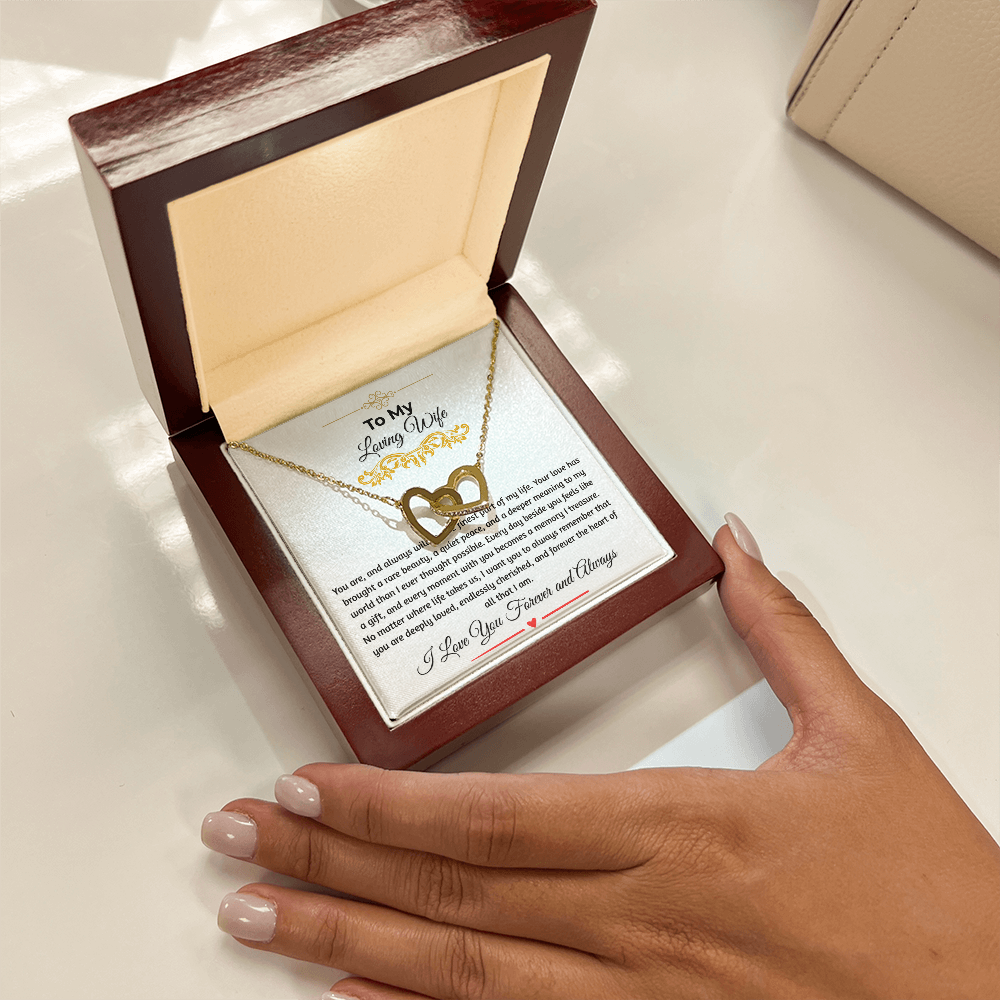 To My Loving Wife "The Finest Part Of My Life" Interlocking Heart Necklace